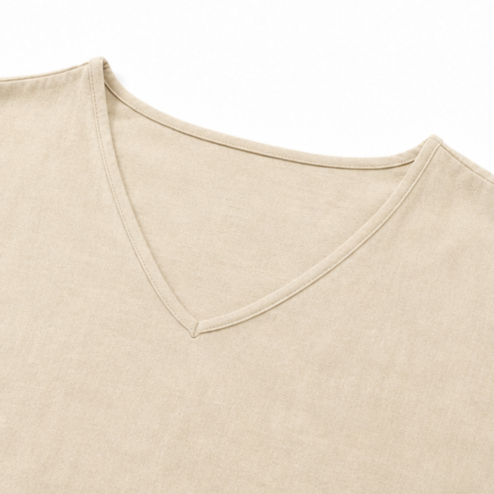 Draperly V-Neck Linen-Look Two-Piece Set - Elena Harper