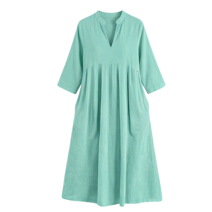 Elara Women's Soft Cotton Midi Dress with Pockets - Elena Harper