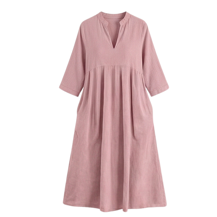 Elara Women's Soft Cotton Midi Dress with Pockets - Elena Harper