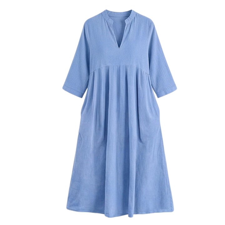 Elara Women's Soft Cotton Midi Dress with Pockets - Elena Harper