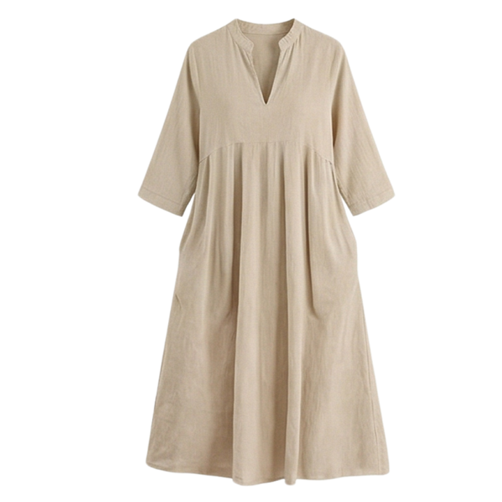 Elara Women's Soft Cotton Midi Dress with Pockets - Elena Harper