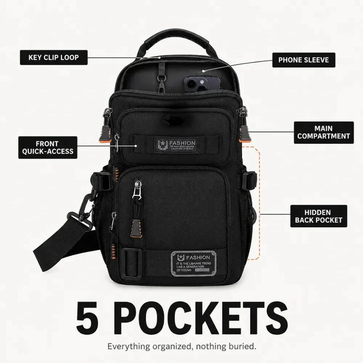 Cargolo Adjustable Chest Sling Bag Multi-Pockets - Elena Harper