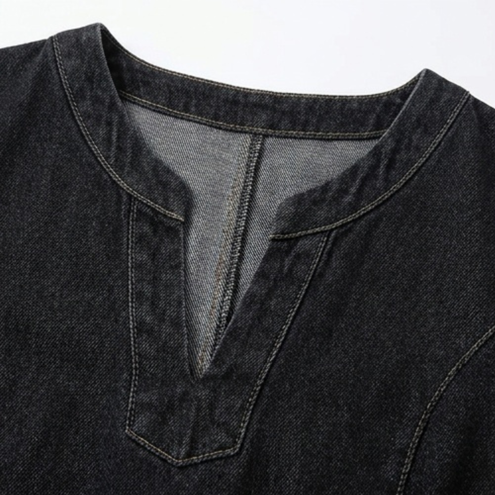 Aurelene Women's V-Neck Denim Dress with Pockets - Elena Harper