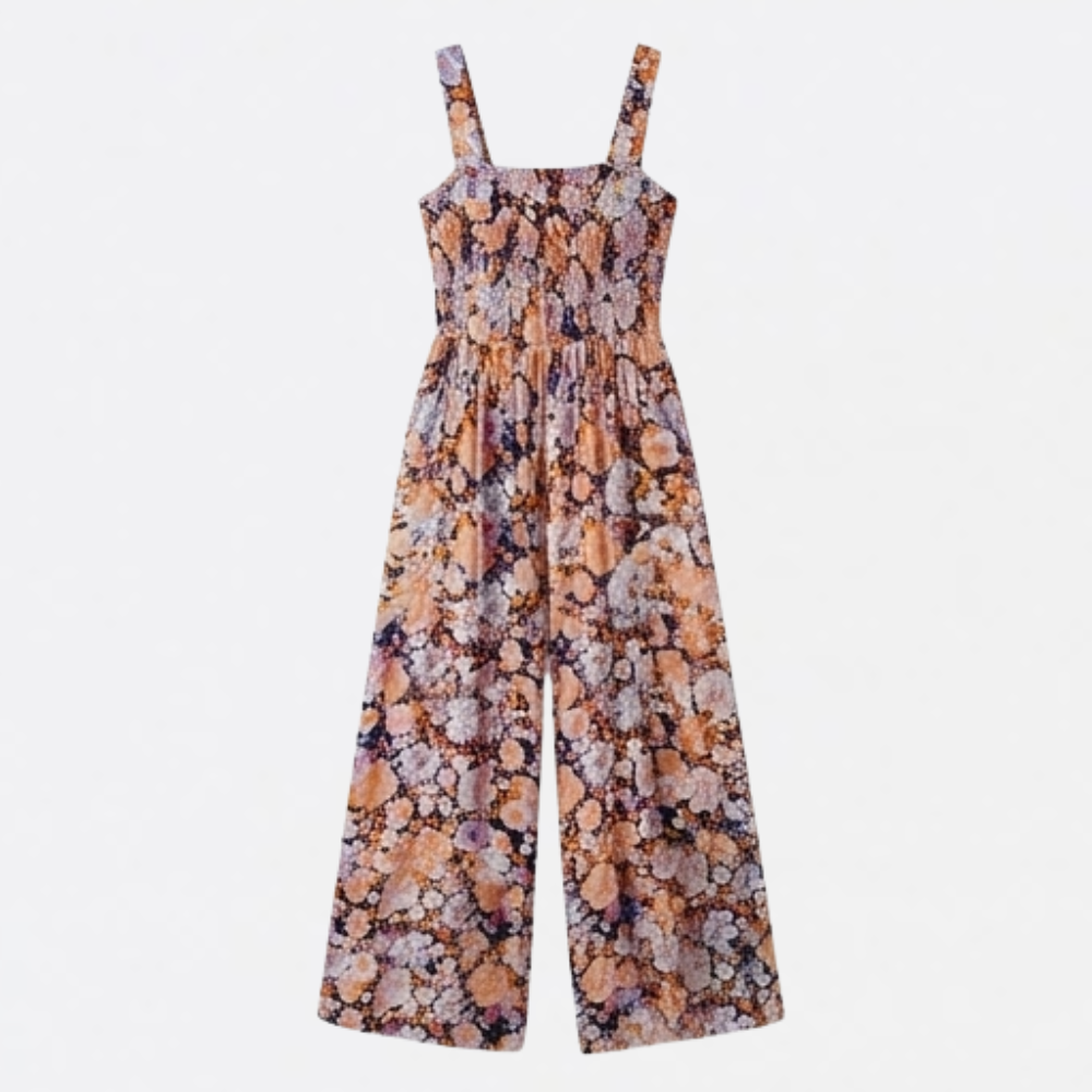 Bloomara Floral Wide-Leg Jumpsuit with Pockets - Elena Harper
