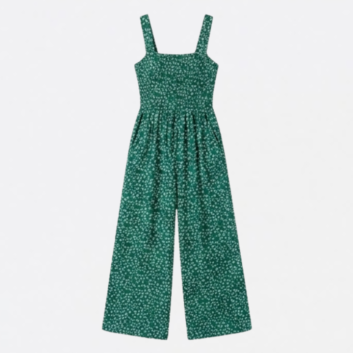 Bloomara Floral Wide-Leg Jumpsuit with Pockets - Elena Harper