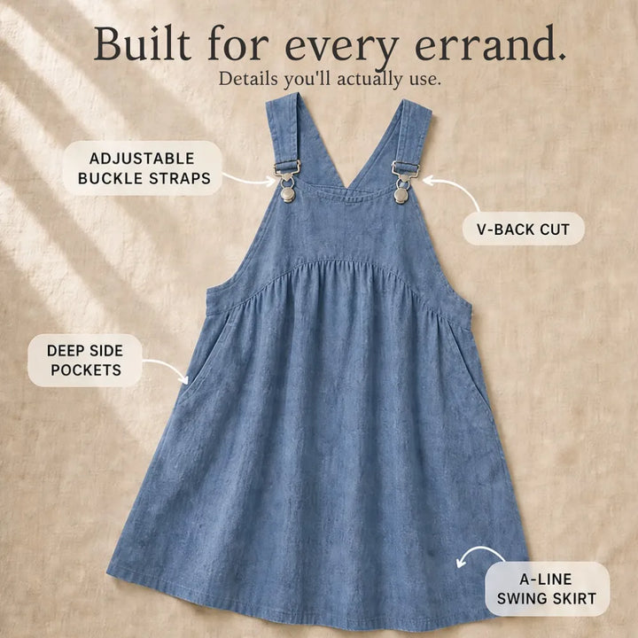 Cloverly Empire-Waist Pinafore Babydoll Dress with Pockets, Plus Size 0XL 5XL, view 10 - Elena Harper