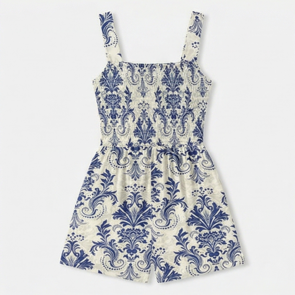 Bloomette Women's Smocked Chiffon Romper with Pockets - Elena Harper