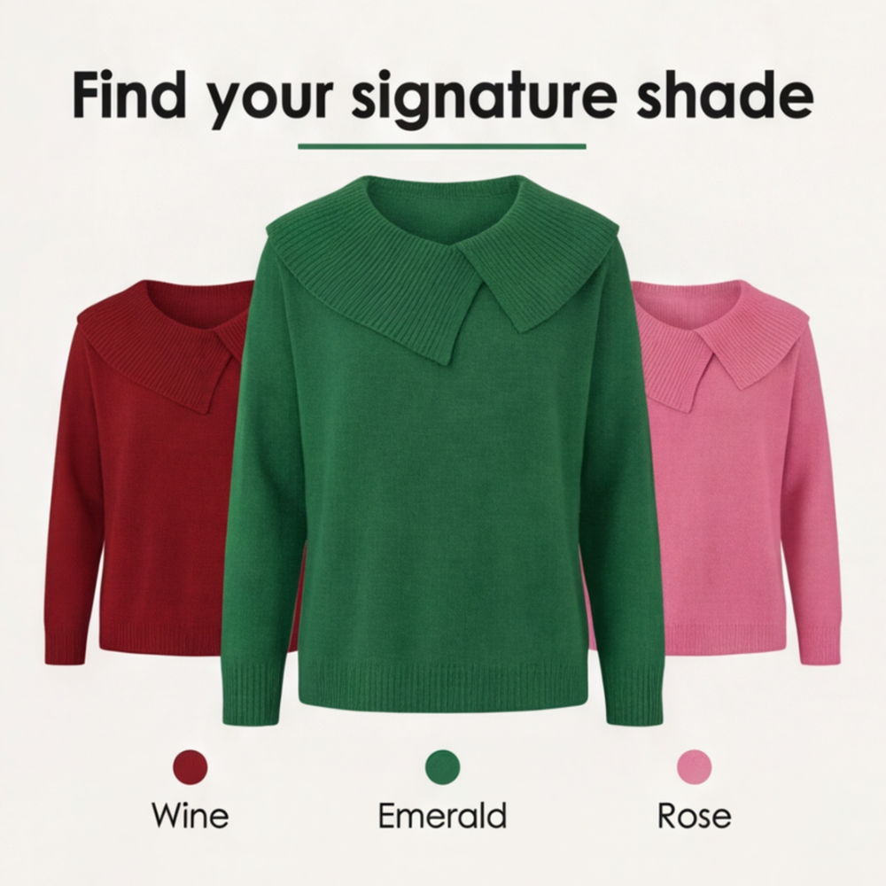 Collara Asymmetric Collar Knit Sweater - Elena Harper