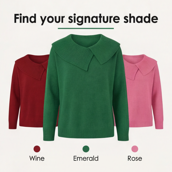 Collara Asymmetric Collar Knit Sweater - Elena Harper