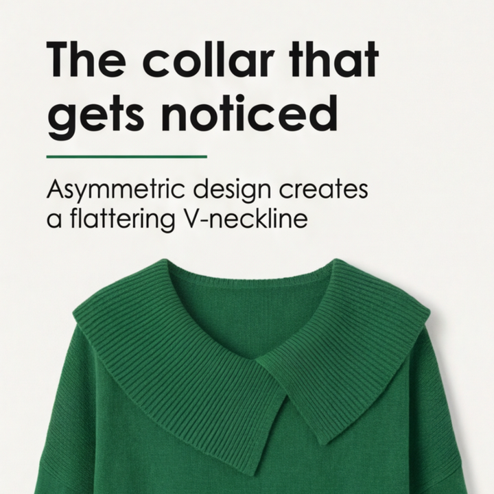 Collara Asymmetric Collar Knit Sweater - Elena Harper