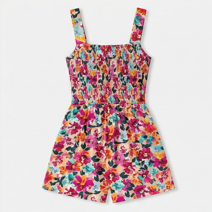 Bloomette Women's Smocked Chiffon Romper with Pockets - Elena Harper