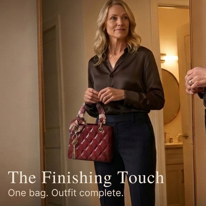 Belaire Quilted Handbag with Silk Scarf Handles - Elena Harper