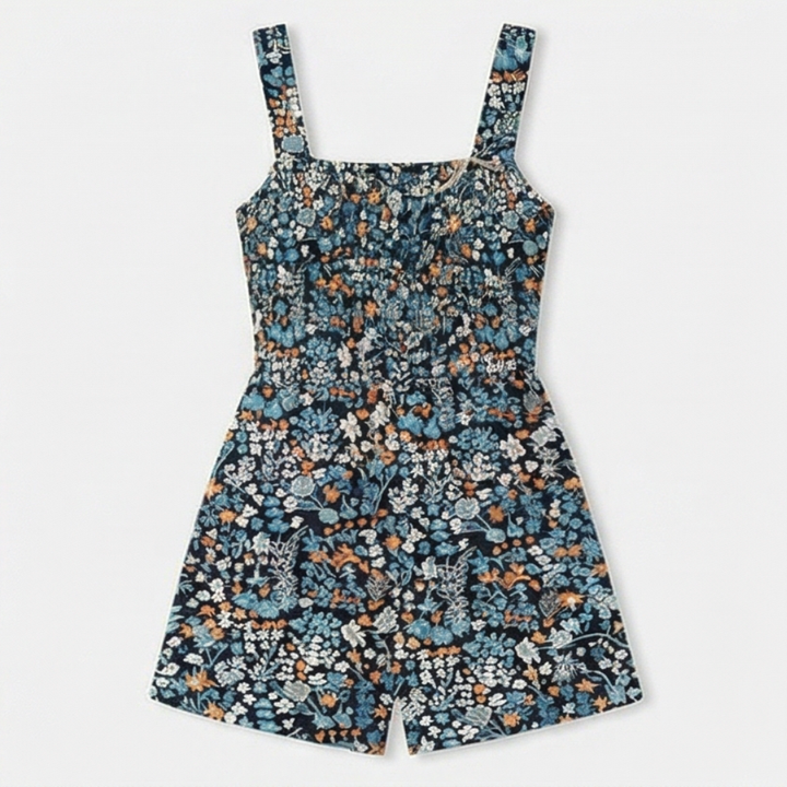 Bloomette Women's Smocked Chiffon Romper with Pockets - Elena Harper