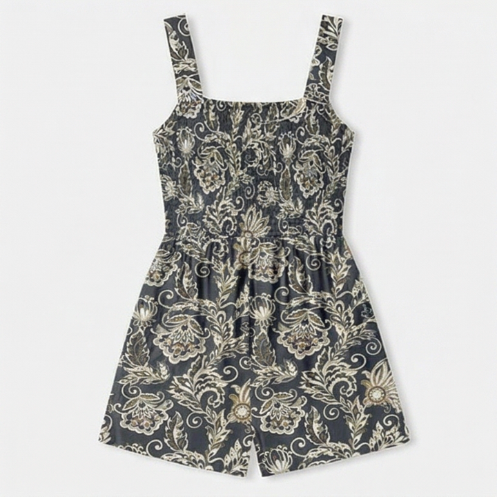 Bloomette Women's Smocked Chiffon Romper with Pockets - Elena Harper