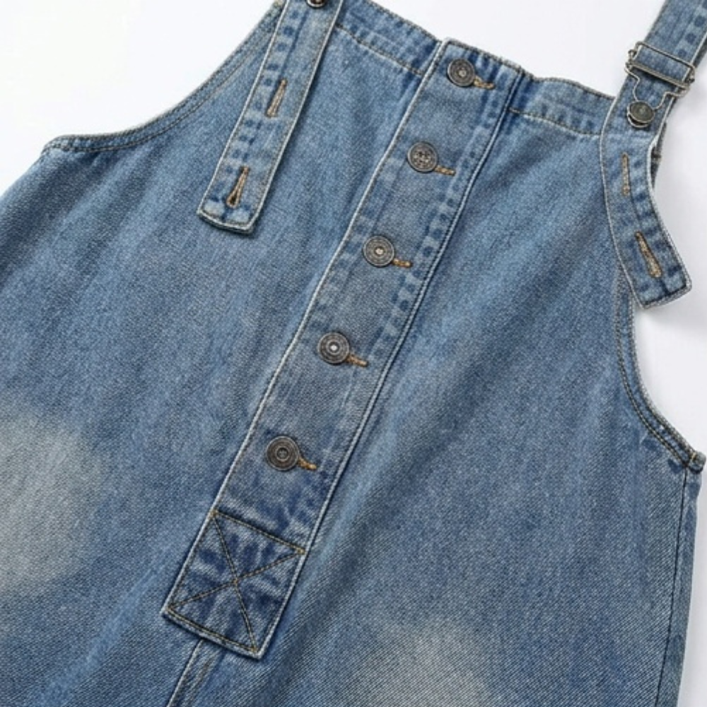 Curvella Women's Button-Front Tapered Denim Overalls - Elena Harper