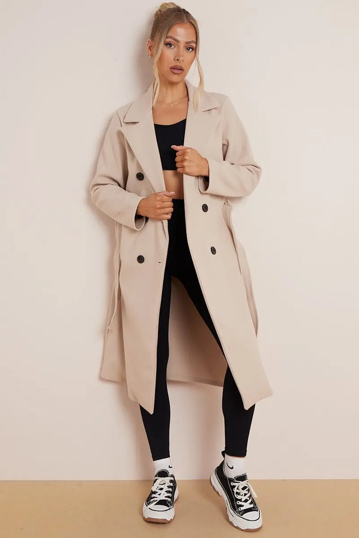 Stella Women's Double Breasted Belted Coat, view 2 - Elena Harper