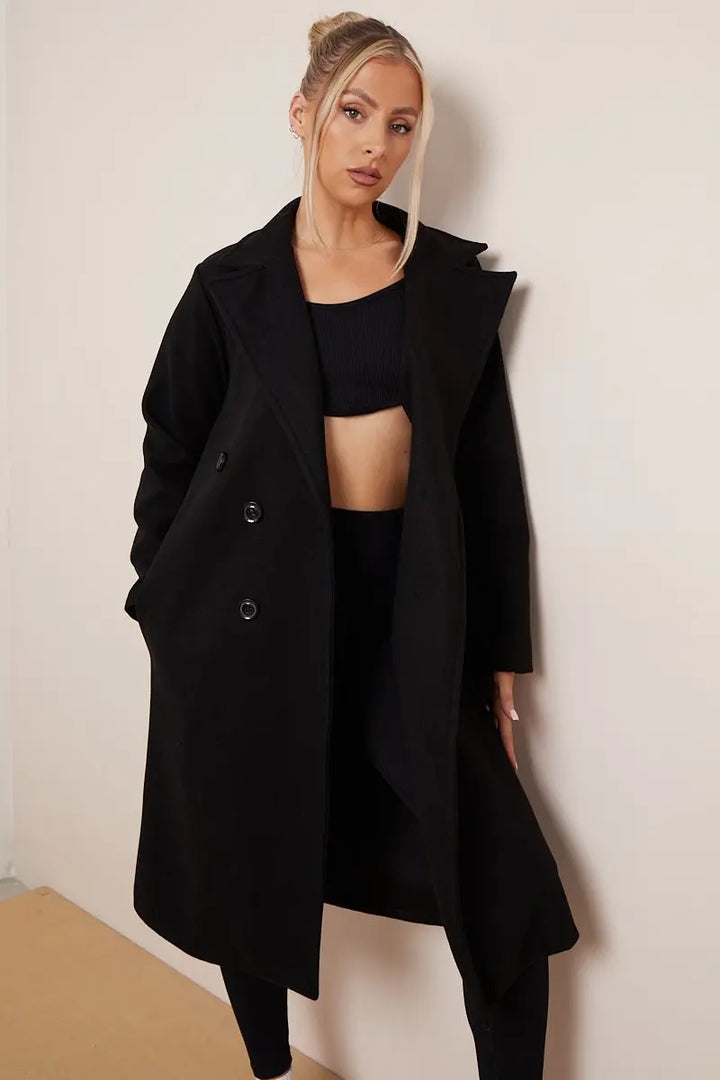 Stella Women's Double Breasted Belted Coat, view 7 - Elena Harper