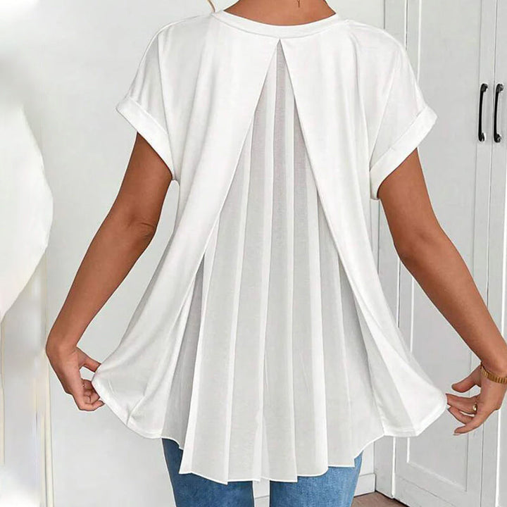 Pleated Short Sleeve Blouse for Women