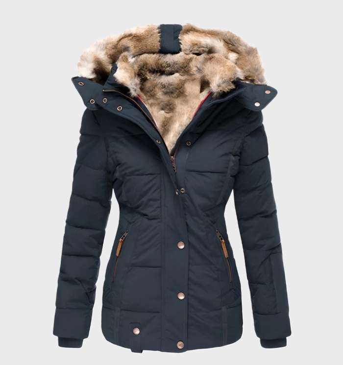 Slim Fit Women's Winter Jacket with Hood Aurora, view 2 - Elena Harper