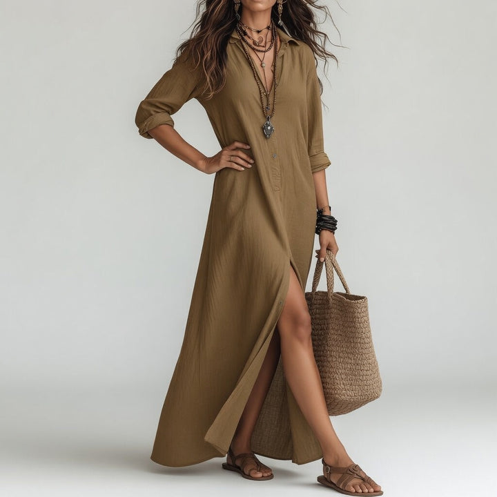 Oversized Bohemian Long Shirt Dress - Pure Fluid Timeless Cotton