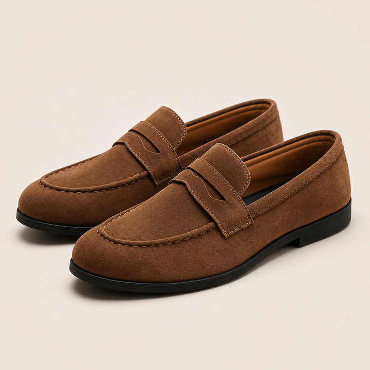Suede Penny Loafers for Men - Elena Harper