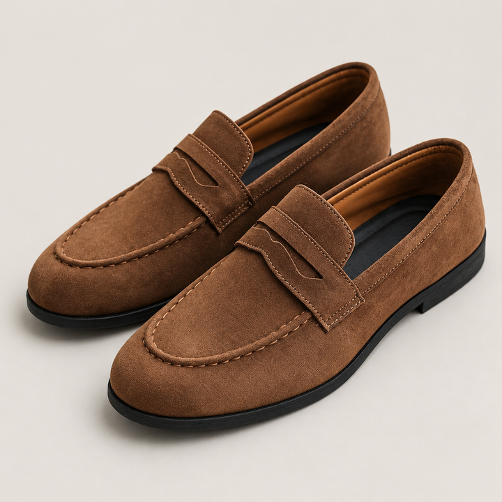 Suede Penny Loafers for Men - Elena Harper