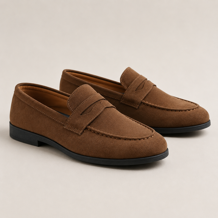 Suede Penny Loafers for Men - Elena Harper