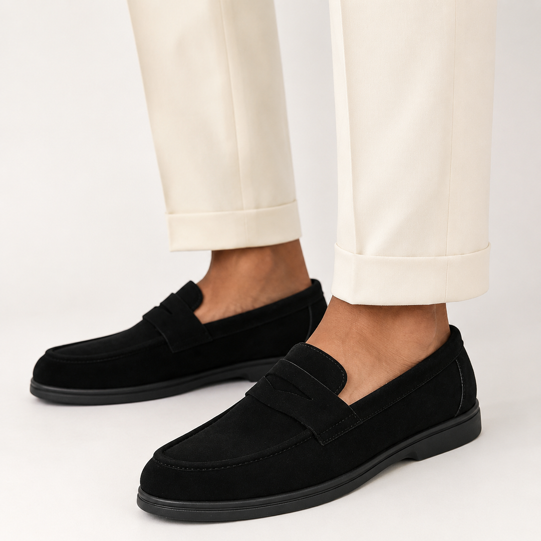 Suede Penny Loafers for Men - Elena Harper