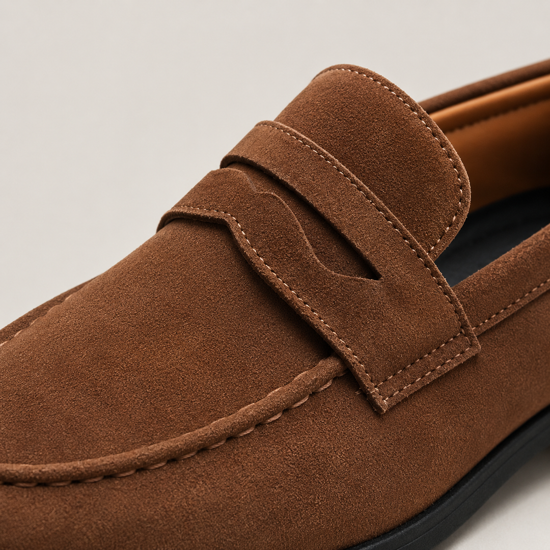 Suede Penny Loafers for Men - Elena Harper