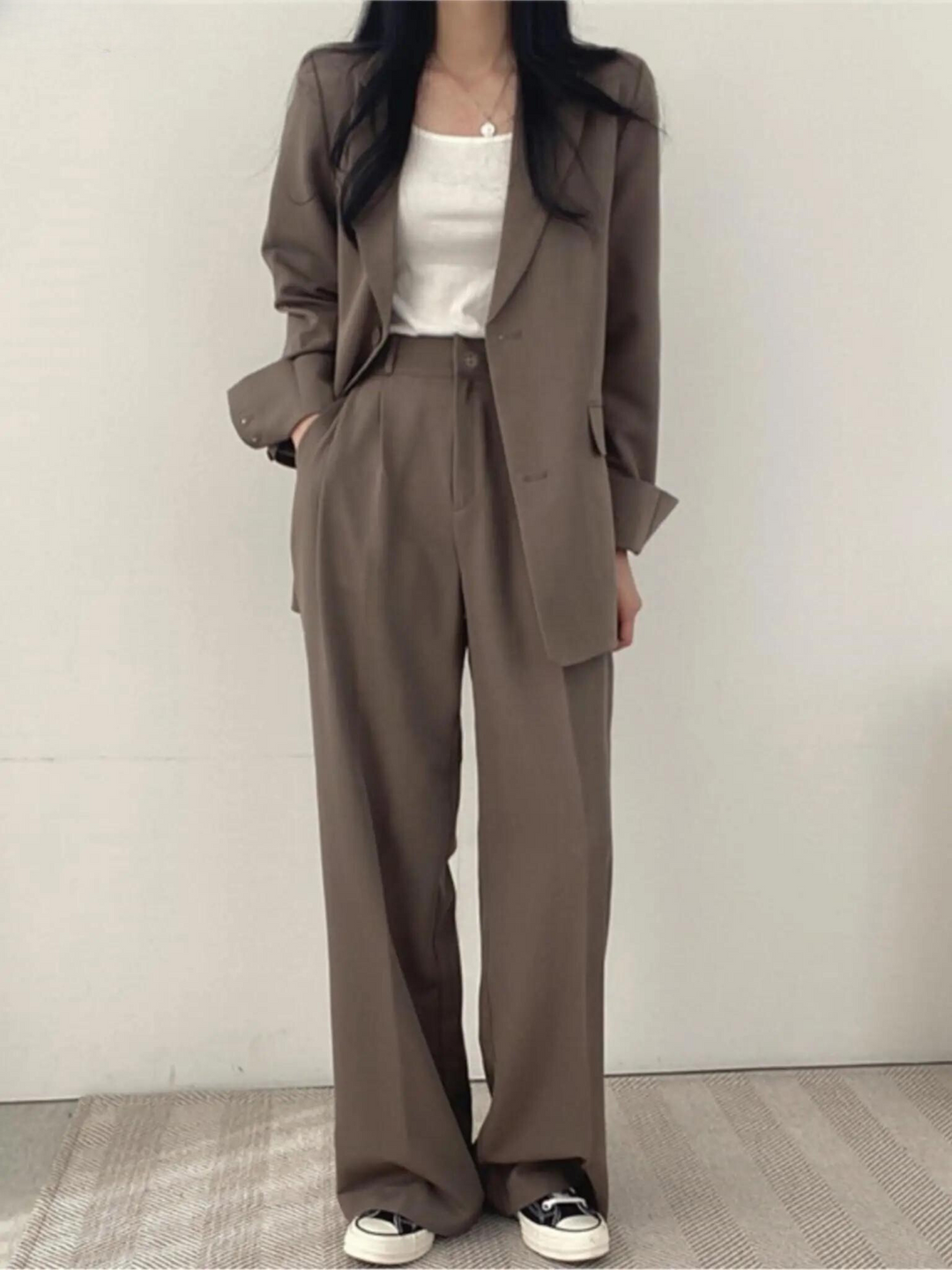 Blazer Pants Set for Women with Wide Legs