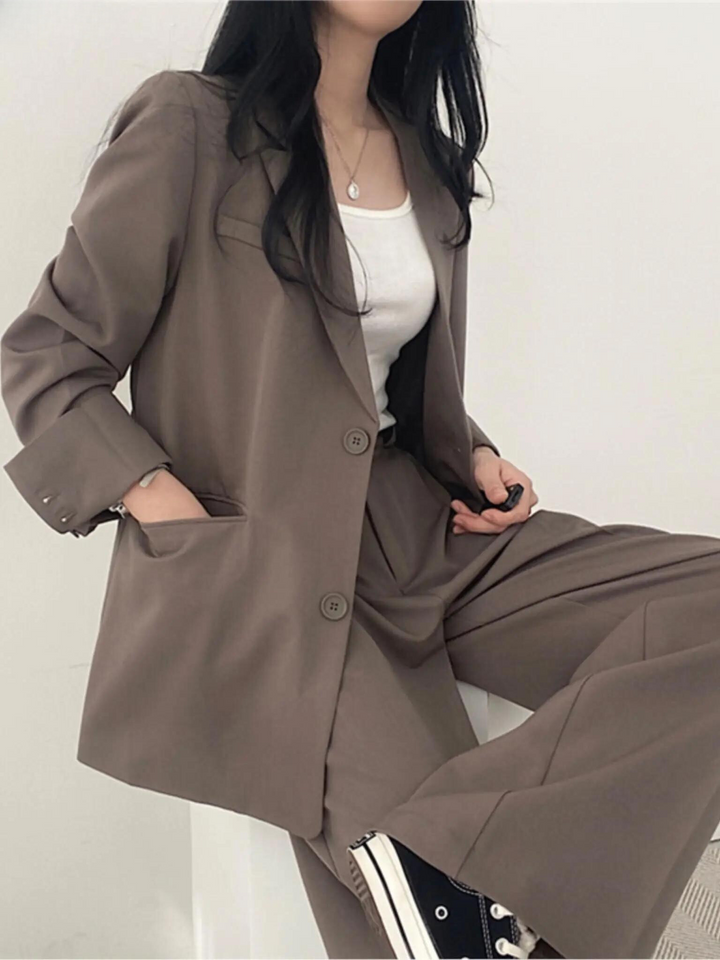 Blazer Pants Set for Women with Wide Legs