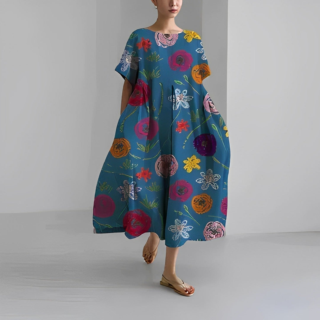 Daisy Retro Big Swing Loose Maxi Dress - Elena Harper