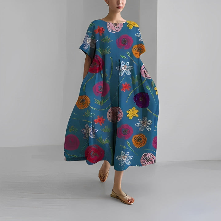 Daisy Retro Big Swing Loose Maxi Dress - Elena Harper