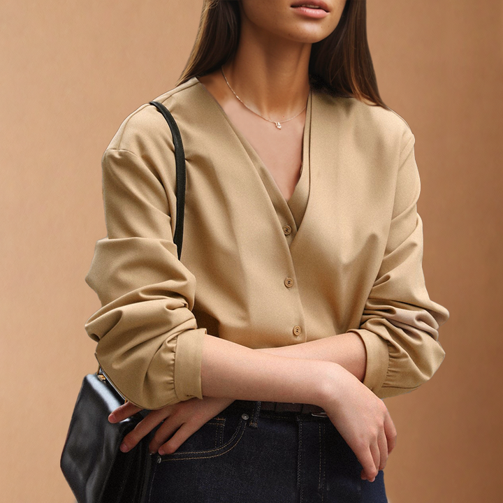 Lotus Silk Layered Blouse, view 4 - Elena Harper