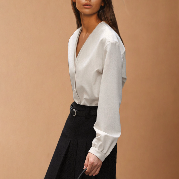 Lotus Silk Layered Blouse, view 2 - Elena Harper