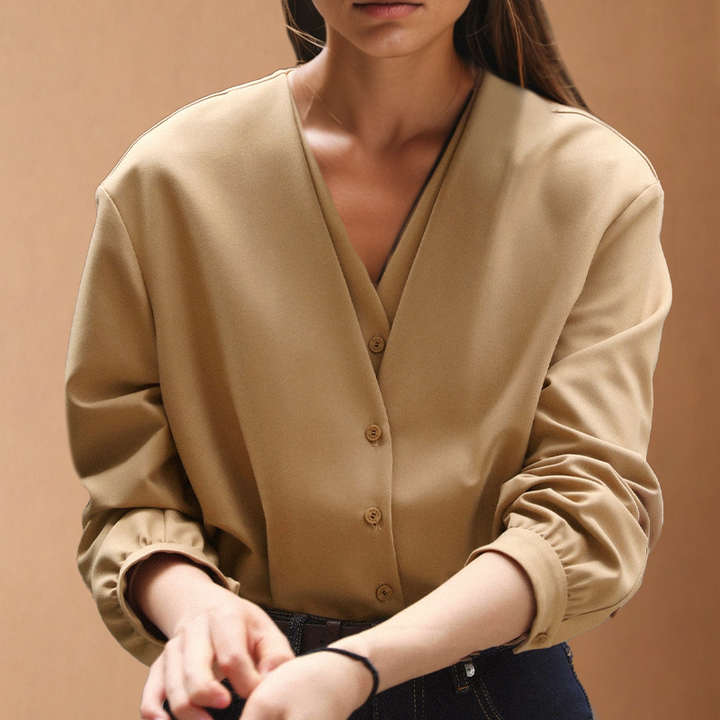 Lotus Silk Layered Blouse, view 6 - Elena Harper
