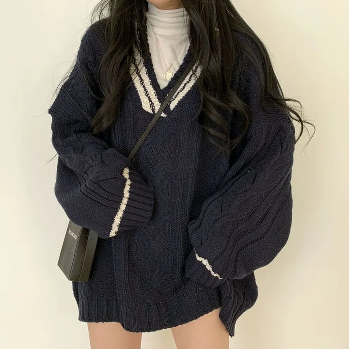 Eshlie Oversized V-Neck Sweater - Elena Harper