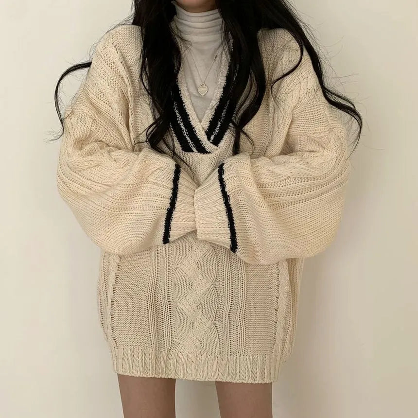 Eshlie Oversized V-Neck Sweater, view 8 - Elena Harper