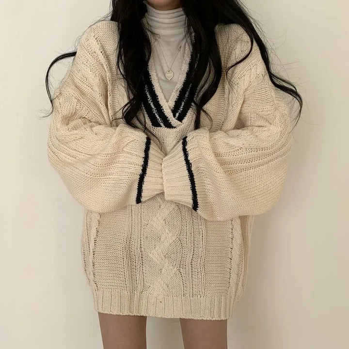Eshlie Oversized V-Neck Sweater, view 8 - Elena Harper
