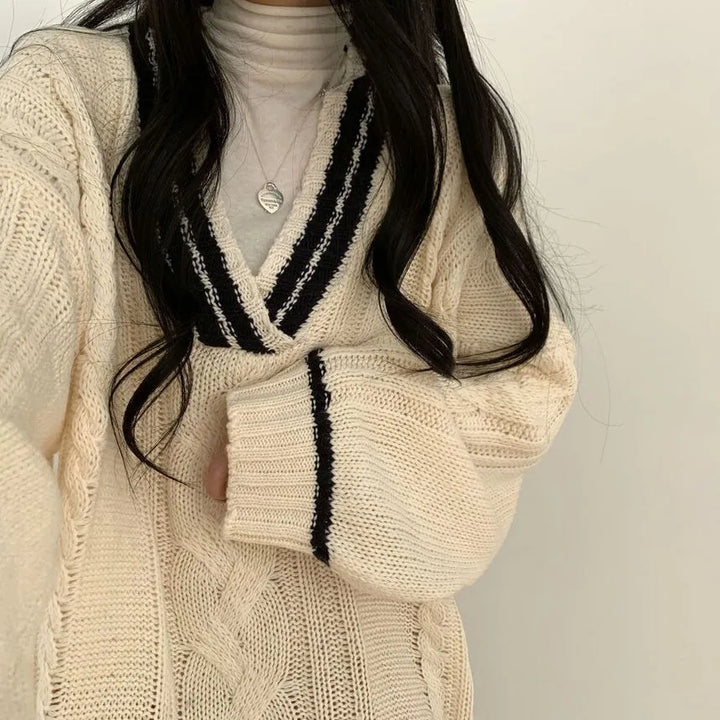 Eshlie Oversized V-Neck Sweater, view 6 - Elena Harper