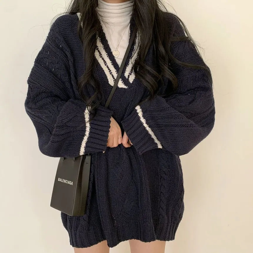 Eshlie Oversized V-Neck Sweater, view 4 - Elena Harper