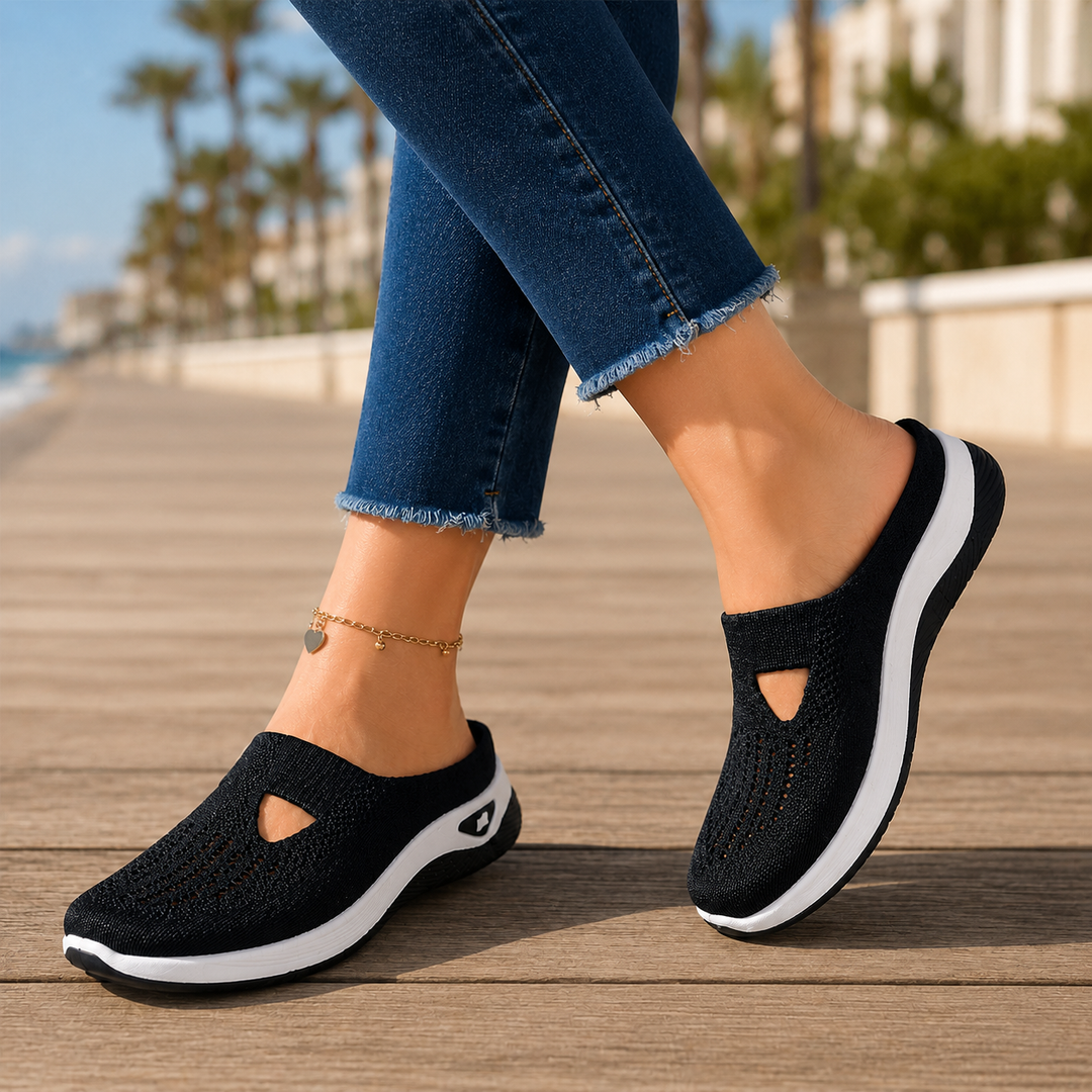 Airessa Breathable Mesh Slip-On Mules with Cushioned Air Sole - Elena Harper