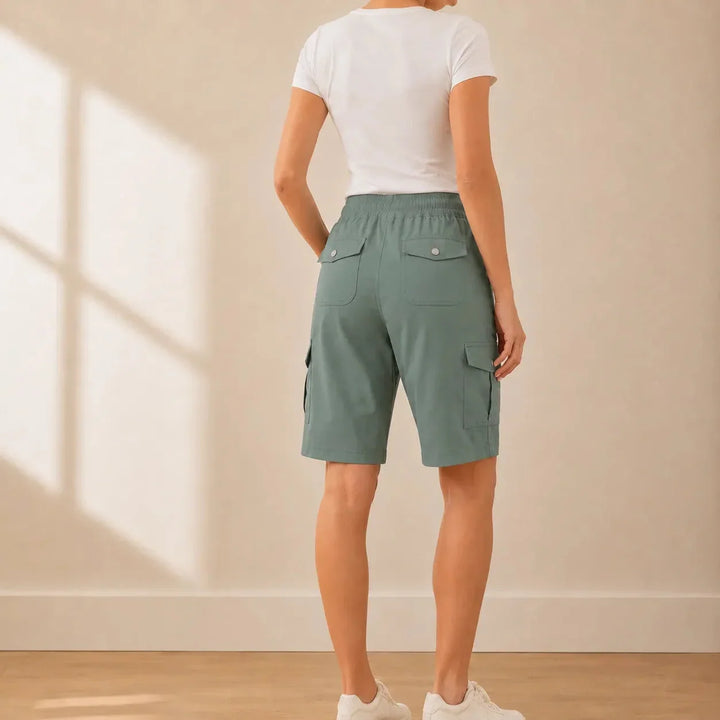 Brevelle Quick-Dry Cargo Shorts for Women with 6 Pockets and Drawstring Waist - Elena Harper