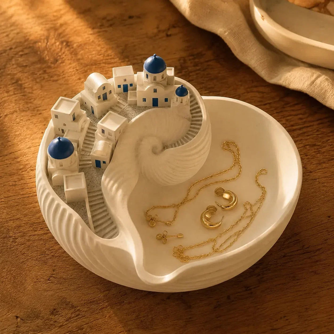 Cycladia Santorini Sculpted Catch-All Bowl for Entryway Keys - Elena Harper