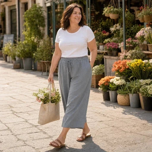 Calmara Cropped Wide-Leg Drawstring Pants - Elena Harper