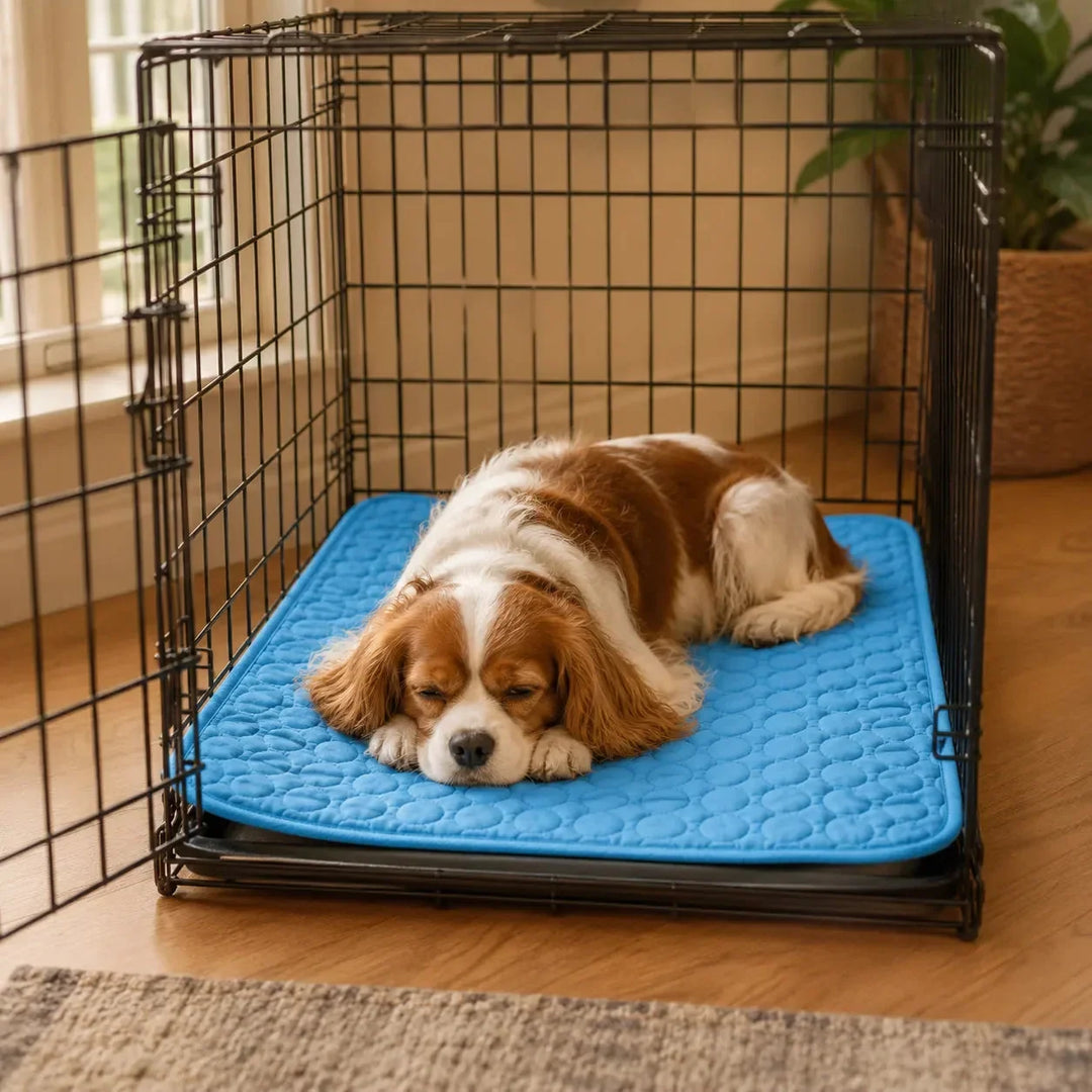 Coolo Self-Cooling Pet Mat, Ice Silk-like Dog Cooling Pad, No-Freezer Cooling Mat for Dogs, view 5 - Elena Harper