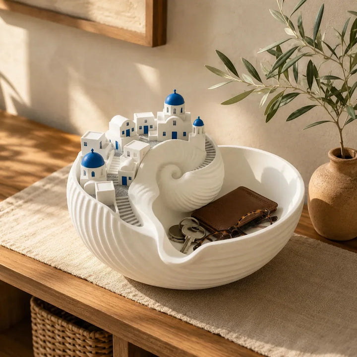 Cycladia Santorini Sculpted Catch-All Bowl for Entryway Keys - Elena Harper