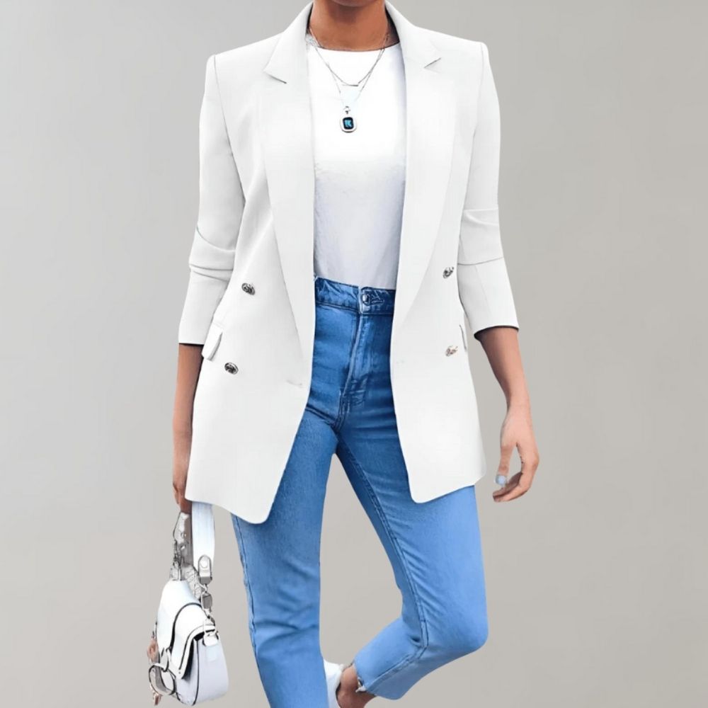Women's Double-Breasted Blazer with Notch Lapel