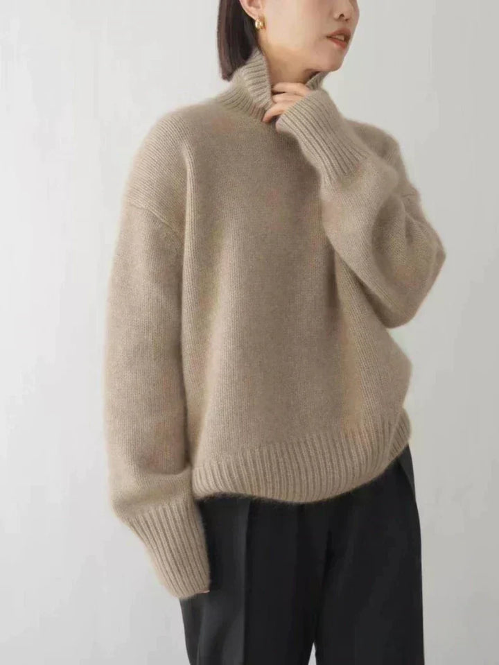 Alecia Luxury Cashmere Sweater for Women with High Neck Timeless Elegance - Elena Harper