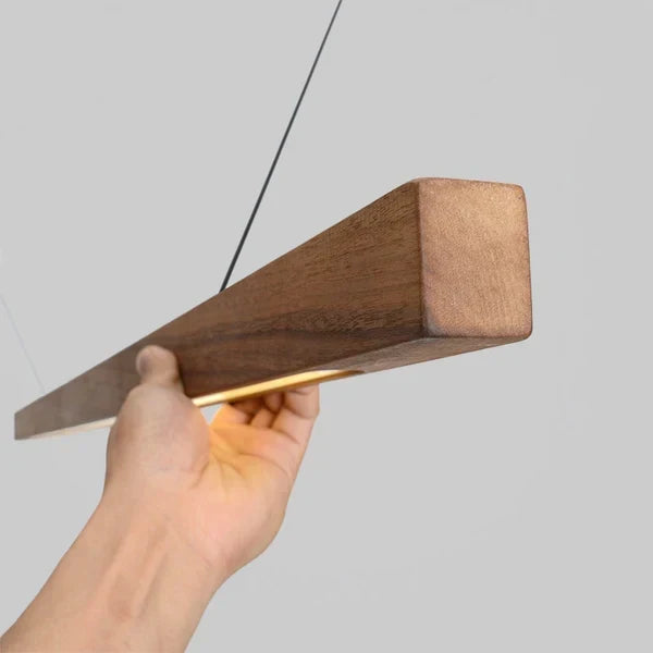 Wooden LED Pendant Lamp with Slim Beam - Linear Design
